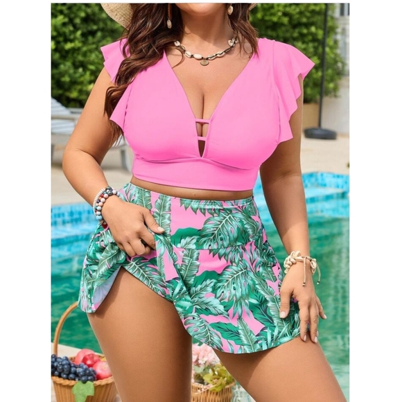SOLY HUX - 4X Pink and Green Tropical Two-Piece Set - Picture 2 of 10